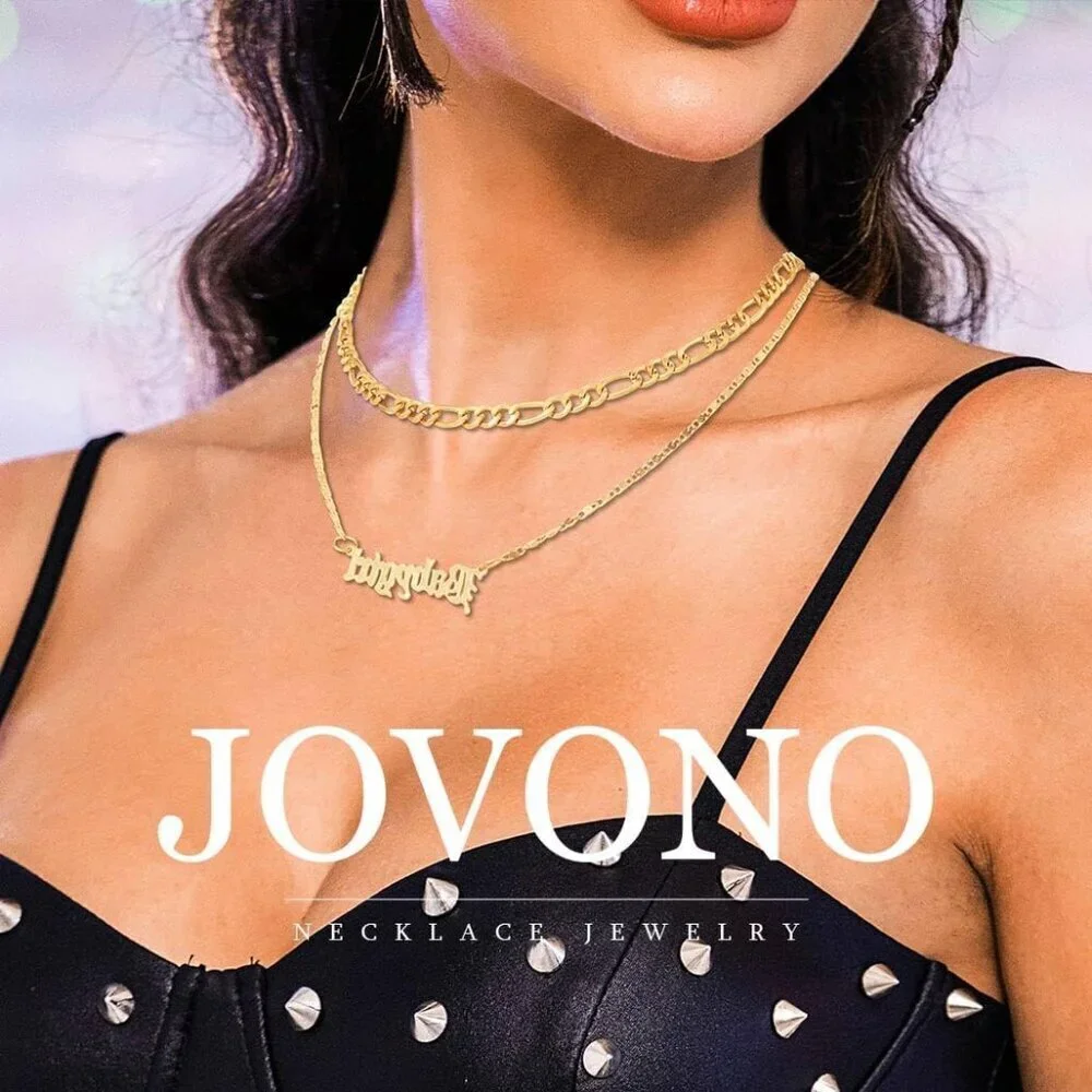 Gold Figaro Necklace Chain for Women Layered Pendant Jewelry Tangle-Free - Picture 6 of 6